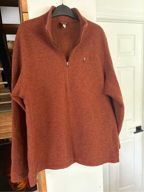 ibex Men's Half-Zip Sweater in Rust Orange